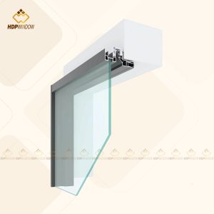 Chi tiết mặt cắt profile nhôm, kết cấu của cửa lùa slim 1 cánh.