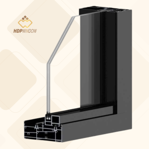 Mặt cắt thanh nhôm hệ Slim màu đen nhám cao cấp.