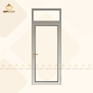 Phối cảnh 3D cửa nhôm Xingfa 1 cánh Class A kết hợp ô kính cố định phía trên (ô fix).